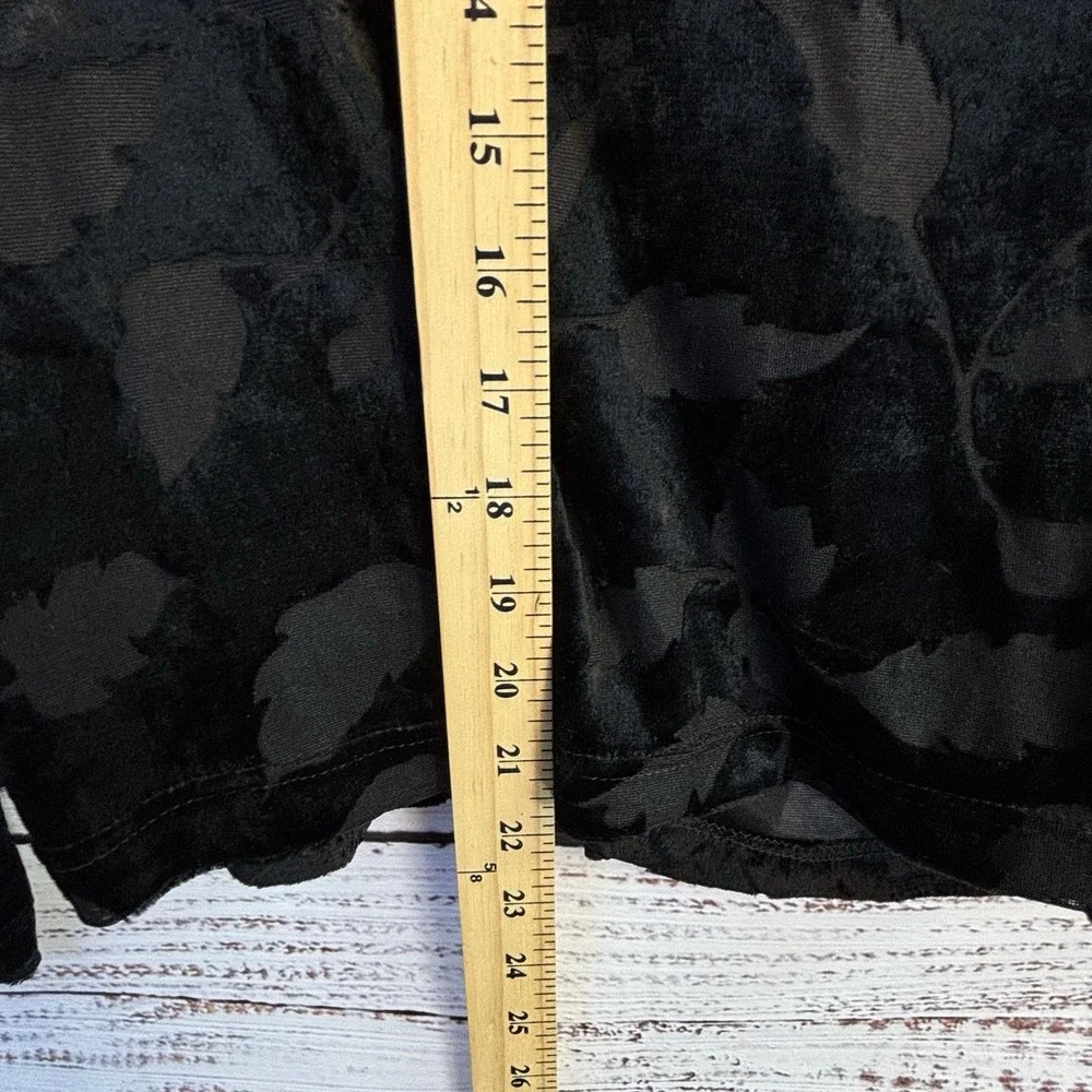 Vintage Black Burnout Velvet Sheer Blouse Cardigan M USA Whimsigoth Witchy Artsy